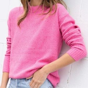 Something Navy Pink Speckled/Flecked Crew Neck Sweater